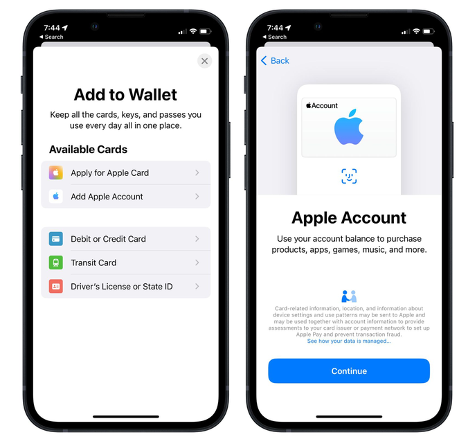 昌图苹果手机维修分享iOS 15.5钱包App如何添加 Apple 账户 