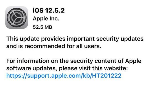 昌图苹果手机维修分享iOS12.5.2发布，建议所有老苹果用户安装 